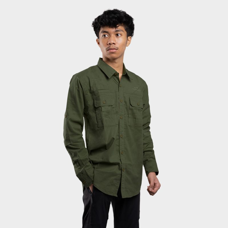 Gambar Kemeja Lengan Panjang Twill Mandala Hijau 2